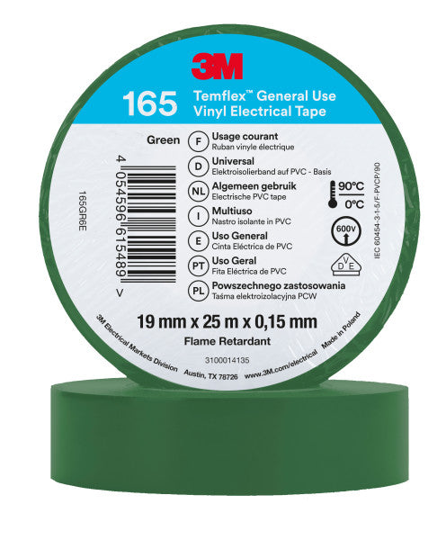3M™ Temflex™ Vinyl isolatietape 165, Groen, 19 mm x 25 m