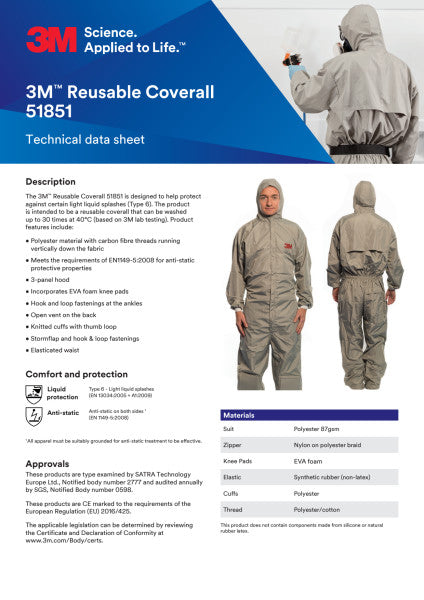 3M™ Reusable Overall 51851, L