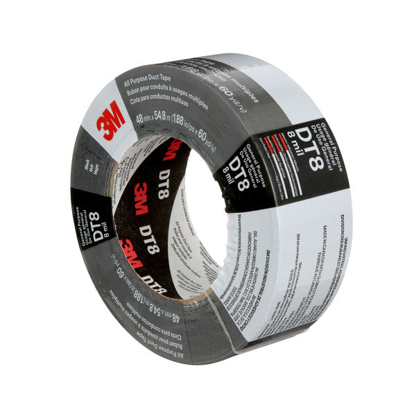 3M™ Universele Ducttape DT8, Zwart, 48 mm x 55 m, 0.2 mm, individueel verpakt