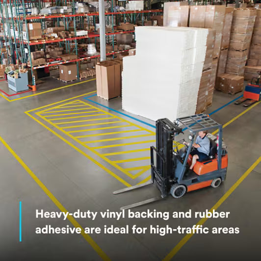 3M™ Durable Floor Marking Tape 971L, Yellow, 101.6 mm x 33 m, 0.43 mm, Individually Wrapped Conveniently ...