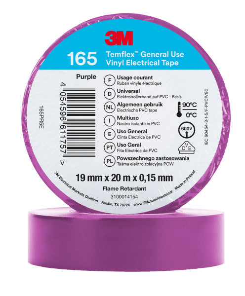 3M™ Temflex™ Vinyl isolatietape 165, Paars, 19 mm x 20 m