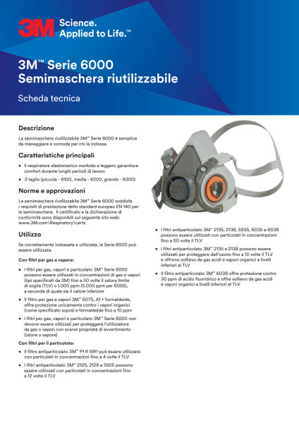 3M™ Halfgelaats herbruikbaar ademhalingsmasker 6000-serie