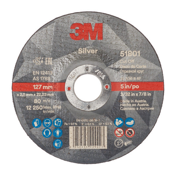 3M™ Silver Doorslijpschijf, T42, 125 mm x 2.5 mm x 22.23 mm