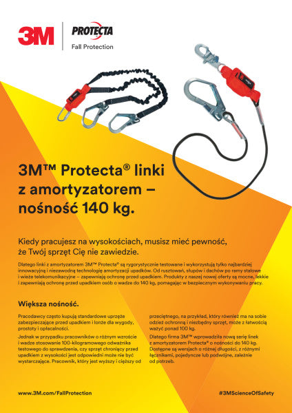 3M™ Protecta® Schokdempende vallijn, kernmanteltouw, dubbele lijn, 1,3 m, 1260355