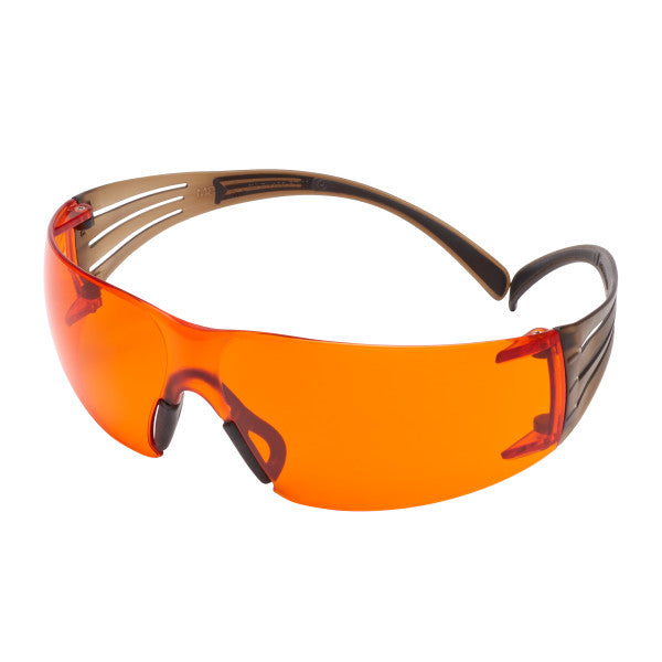 3M™ SecureFit™ 400 Safety Glasses, black/brown frame, Scotchgard™ anti-fog and scratch-resistant coating (K&amp;N), orange lenses, SF406SGAF-BLA-EU