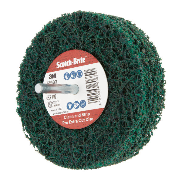 Scotch-Brite™ Clean and Strip Schijf XT-ZS Pro Extra Cut op stift, 100 mm x 25 mm x 6 mm, A XCRS