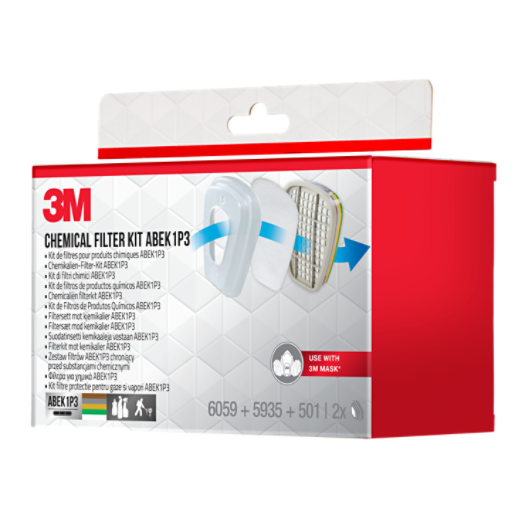 3M™ Filter Set 6004-1, ABEK1P3 combination filters (2x6059, 2x5935, 2x501)