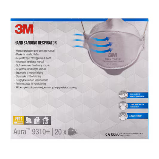 3M™ Aura™ Comfort Dust Mask 9310+, FFP1, without valve, 20/pack