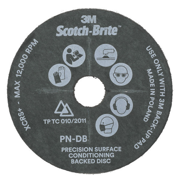 Scotch-Brite™ Precision Surface Conditioning Disc with Durable Backing, PN-DB, XCRS, 125 mm x 22.23 mm, Slotted, 10/Carton, 40 ea/Case