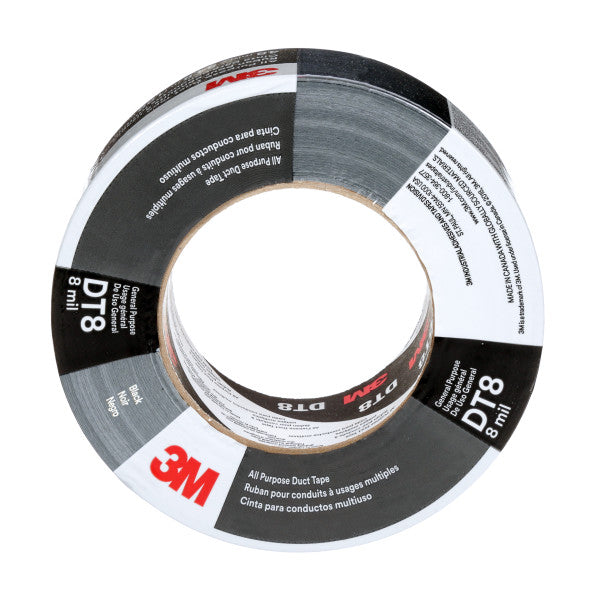 3M™ General Purpose Duct Tape DT8, Black, 48 mm x 23 m, 0.2 mm, individually packaged