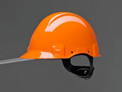 3M™ Safety Helmet, Uvicator, ratchet adjustment, without ventilation, 440 V dielectric, plastic sweatband, orange, G3001NUV-OR