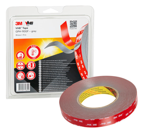3M™ VHB™ Tape GPH-110GF, Grijs, 19 mm x 11 m, 1.1 mm, Blisterverpakking