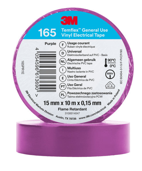 3M™ Temflex™ Vinyl isolatietape 165, Paars, 15 mm x 10 m