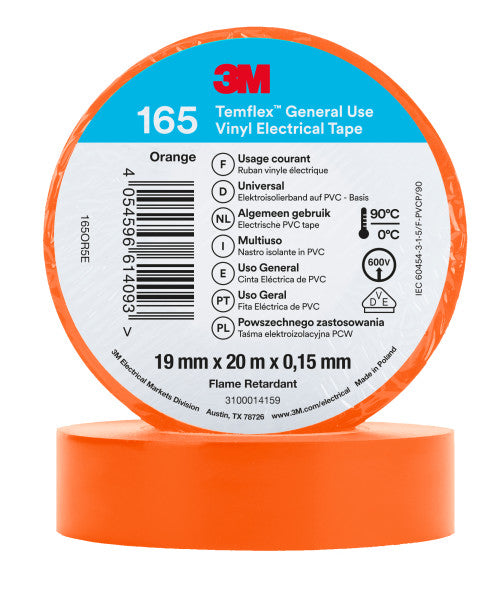 3M™ Temflex™ Vinyl isolatietape 165, Oranje, 19 mm x 20 m