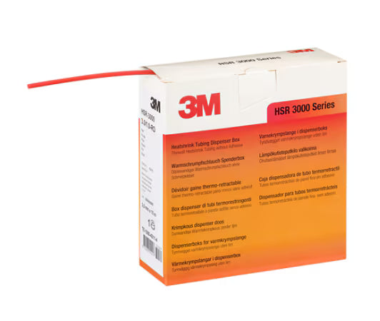 3M™ HSR 3000 Thin-Walled Heat Shrink Tubing on Mini Reel, Red, 1.5/0.5 mm, 12 m, Dispenser Box