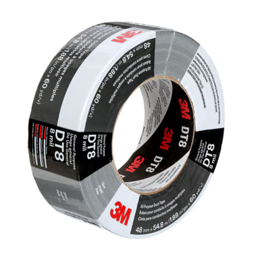 3M™ General Purpose Duct Tape DT8, Black, 48 mm x 23 m, 0.2 mm, individually packaged