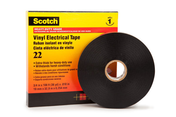 Scotch® 22 Vinyl Electro-Isolatieband, Zwart, 19 mm x 33 m, 0,25 mm