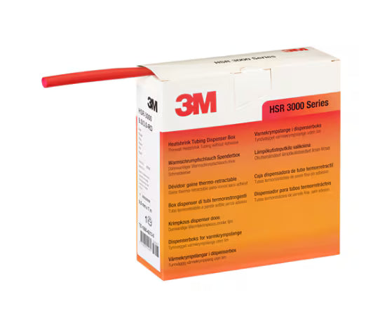 3M™ HSR 3000 Thin-Walled Heat Shrink Tubing on Mini-Reel, Red, 9/3 mm, 7 m, Dispenser Box