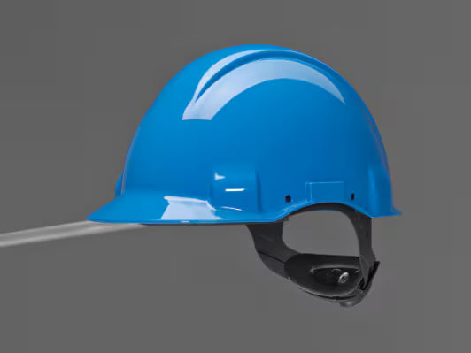 3M™ Safety Helmet, Uvicator, ratchet adjustment, without ventilation, 440 V dielectric, plastic sweatband, blue, G3001NUV-BB