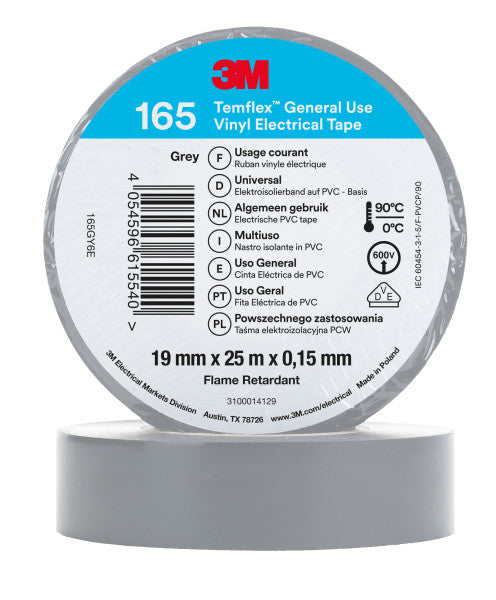 3M™ Temflex™ Vinyl isolatietape 165, Grijs, 19 mm x 25 m