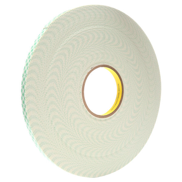 3M™ Double-Sided Urethane Foam Tape 4026, White, 12 mm x 33 m, 1.6 mm