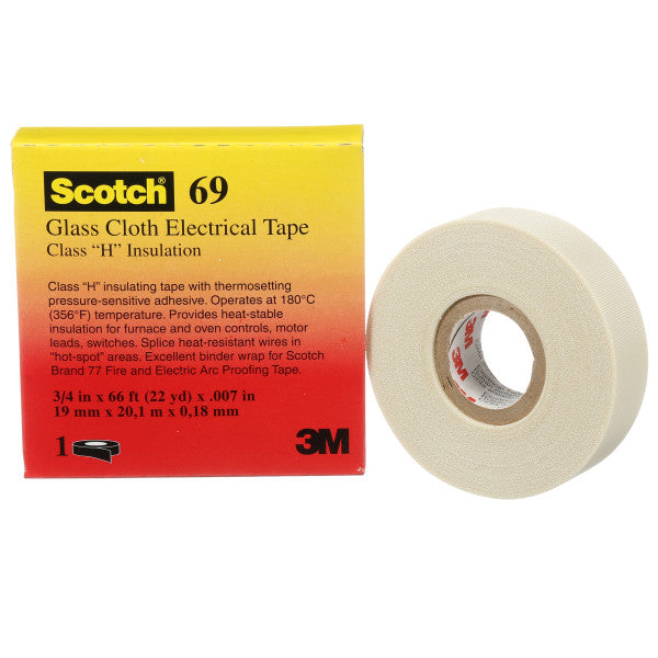 3M™ ET 69 Fiberglass Tape, White, 30 mm x 33 m x 0.18 mm
