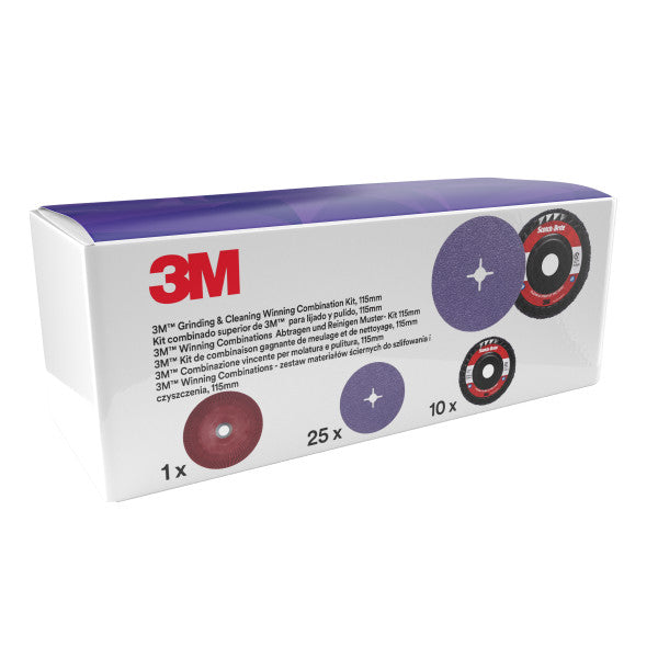 3M™ Slijp- en Verfijningsset, includes 125 mm 1182C and XO-DR Disc, with 1 Fibre Disc Ribbed Back-up Pad