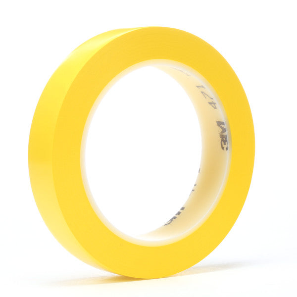 3M™ Vinyl Tape 471, Yellow, 19 mm x 33 m, 0.14 mm, Bulk