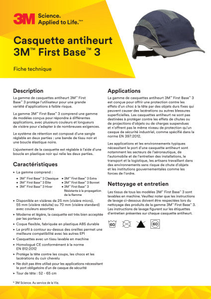 3M™ First Base™ 3 Impact Cap 2021867, Classic, hi-viz, yellow, standard cap, 70 mm