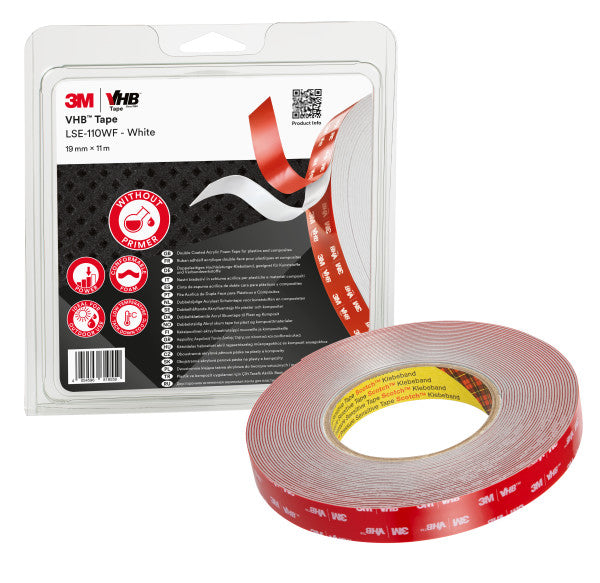 3M™ VHB™ Tape LSE-110WF, Wit, 19 mm x 11 m, 1.1 mm