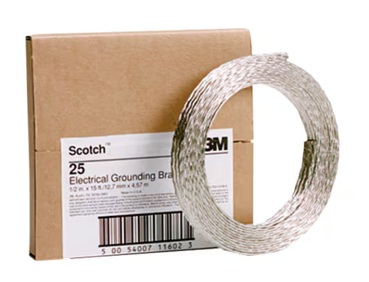 Scotch® 25 Grounding braid, copper-tinned, 13.3 mm², 13 mm x 4.5 m x 2.38 mm