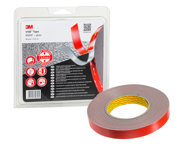 3M™ VHB™ Tape 4991F, Grijs, 19 mm x 5.5 m, 2.3 mm, Blisterverpakking