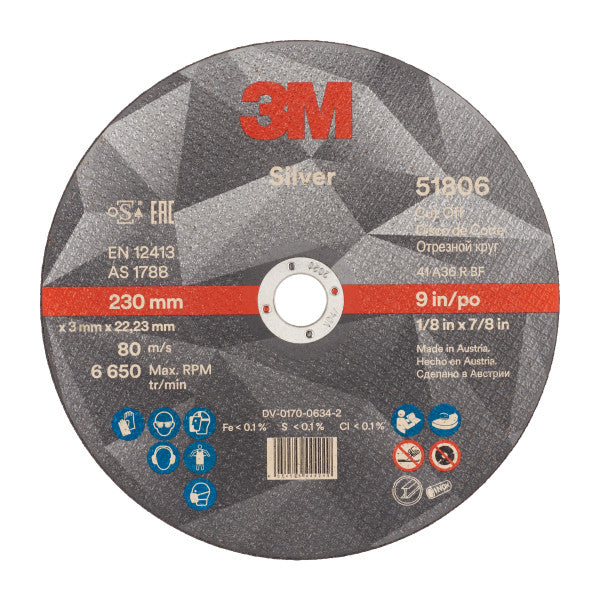 3M™ Silver Doorslijpschijf, T41, 230 mm x 3 mm x 22.23 mm