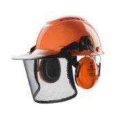 3M ™ Helmkombination für Forstwirtschaft - H700 Orange Helm - OPTime I Hörkappen - Metall -Gesichtsbildschirm V4G - H700NOR51V4G | 1 externe Box von 1 Stück