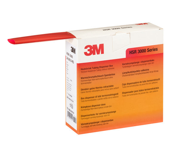 3M™ HSR 3000 Dunwandige Warmtekrimpkousbuis op Minirol, Rood, 24/8 mm, 5 m, Dispenserdoos