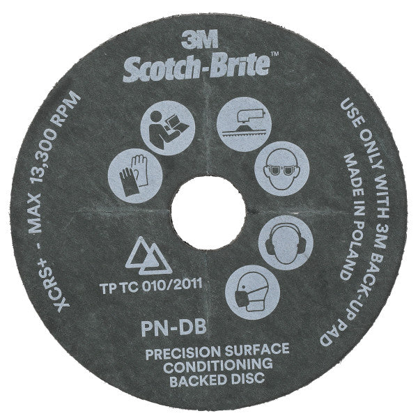 Scotch-Brite™ Precision Surface Conditioning Disc with Durable Backing, PN-DB, XCRS, 115 mm x 22.23 mm, Slotted, 10/Carton, 40 ea/Case
