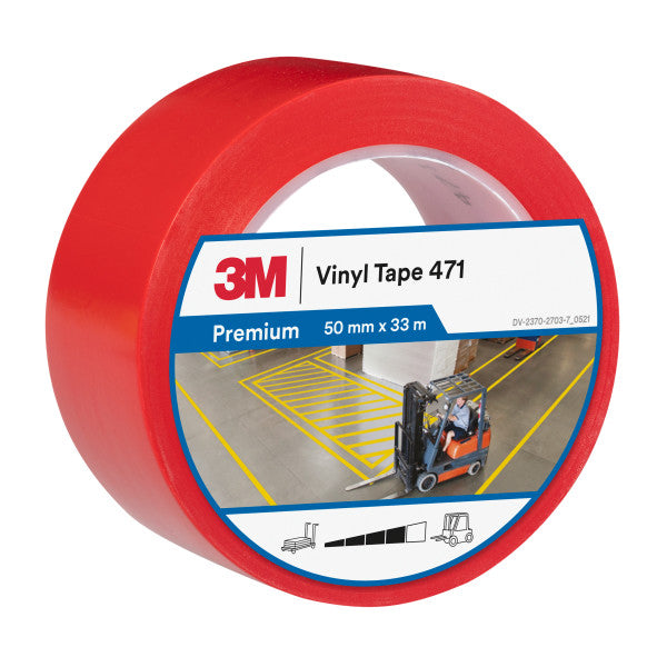 3M™ Vinyl Tape 471, Rood, 50 mm x 33 m, 0.14 mm, Individueel en handig verpakt