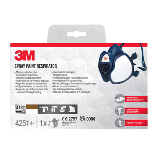 3M™ Face Mask with Integrated Filters 4251+, A1P2 organic vapors