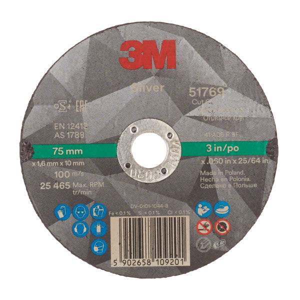 3M™ Silver Doorslijpschijf, T41 75 mm x 1.6 mm x 10 mm