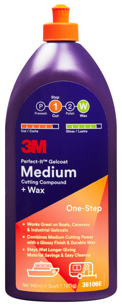 3M™ Perfect-It™ Gelcoat Medium Cutting Compound + Wax, 946 ml, 36106E