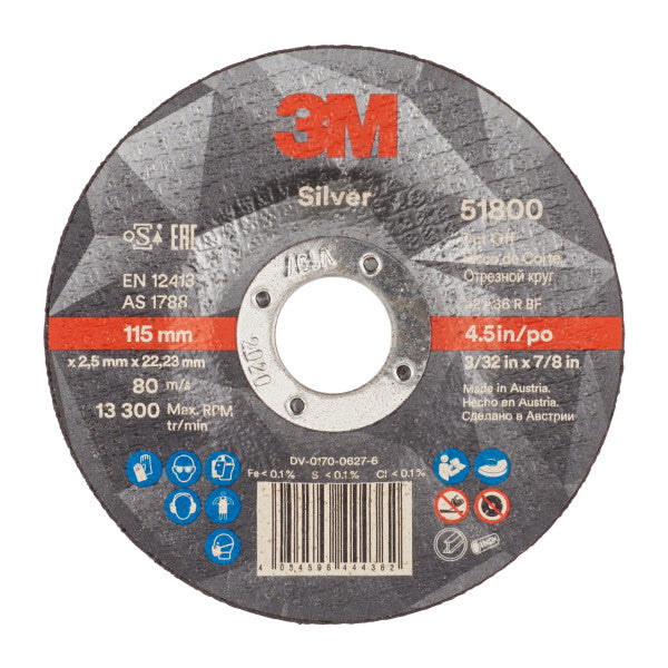 3M™ Silver Doorslijpschijf, T42, 115 mm x 2.5 mm x 22.23 mm