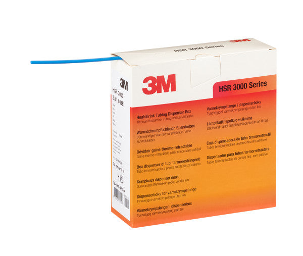 3M™ HSR 3000 Thin-Walled Heat Shrink Tubing on Mini Reel, Blue, 3/1 mm, 10 m, Dispenser Box