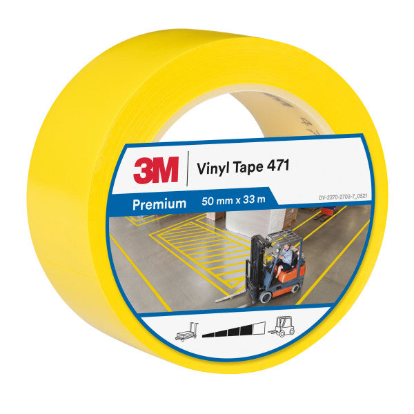 3M™ Vinyl Tape 471, Geel, 50 mm x 33 m, 0.14 mm, Individueel en handig verpakt