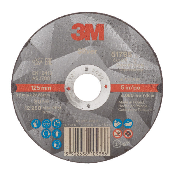 3M™ Silver Doorslijpschijf, T41, 125 mm x 2 mm x 22.23 mm
