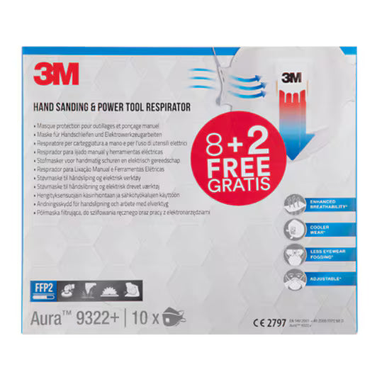 3M™ Aura™ Cool Flow™ Particulate Respirator with Valve 9322+ Series