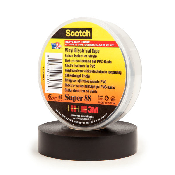 Scotch® Super 88 Vinyl Electro-Isolatieband, Zwart, 19 mm x 20 m, 0,22 mm