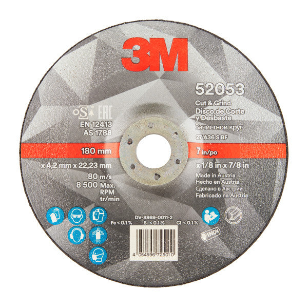 3M™ Cut and Grind Disc, T27, 230 mm x 4.2 mm x 22 mm, 36+
