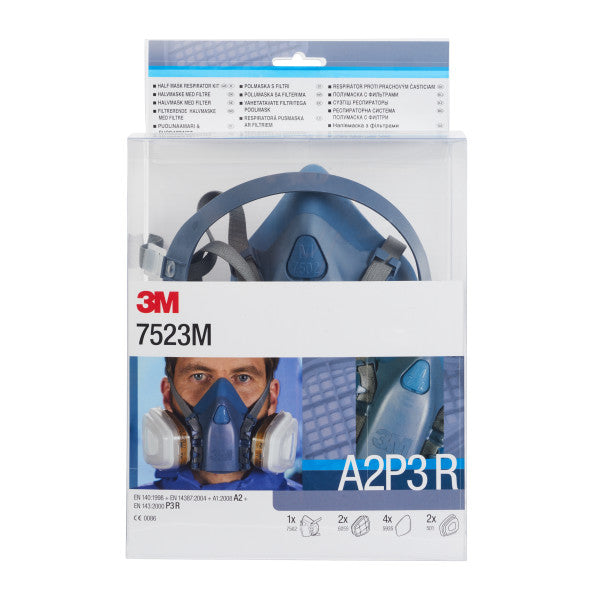 3M™ Reusable Half Face Mask Set, A2P3 R Filter, Size M, 7523M