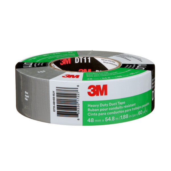 3M™ Heavy Duty Duct Tape DT11, Silver, 48 mm x 55 m, 0.28 mm, individually packaged