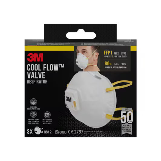 3M™ Cool Flow™ Staubmaske 8812, FFP1, mit Ventil, 3er-Packung